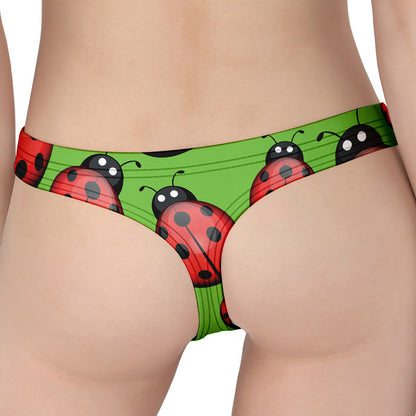 Cute Ladybug Pattern Print Women's Thong