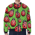 Cute Ladybug Pattern Print Zip Sleeve Bomber Jacket