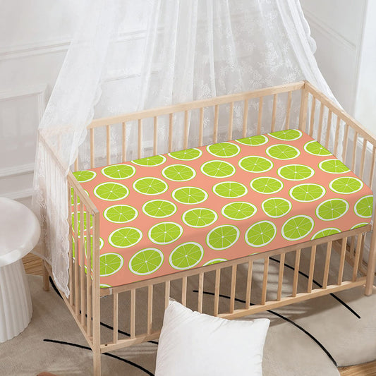 Cute Lime Pattern Print Baby Crib Sheet