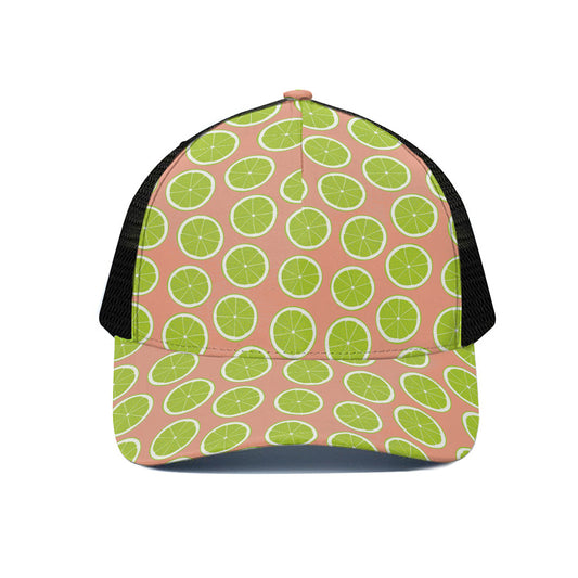 Cute Lime Pattern Print Black Mesh Trucker Cap