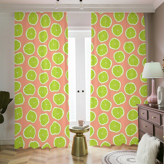 Cute Lime Pattern Print Blackout Pencil Pleat Curtains