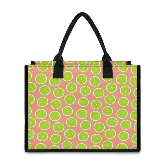 Cute Lime Pattern Print Canvas Tote Bag