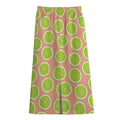 Cute Lime Pattern Print Cotton Front Slit Maxi Skirt
