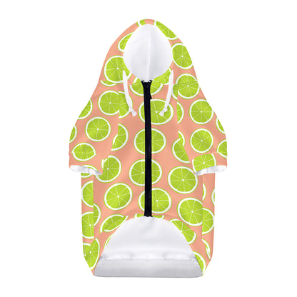 Cute Lime Pattern Print Dog Zip Up Hoodie