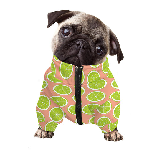 Cute Lime Pattern Print Dog Zip Up Jacket