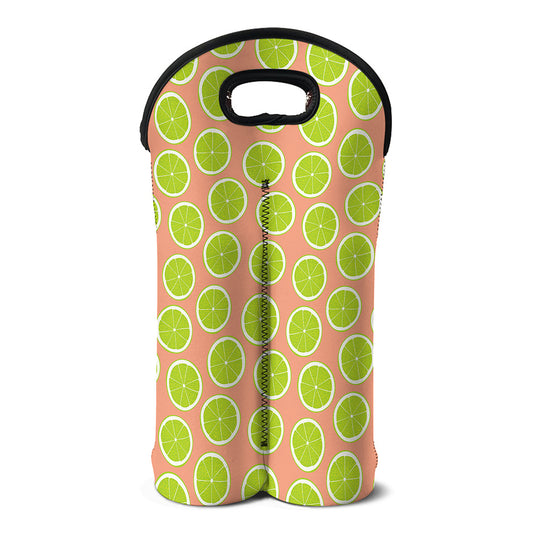 Cute Lime Pattern Print Double Neoprene Wine Tote