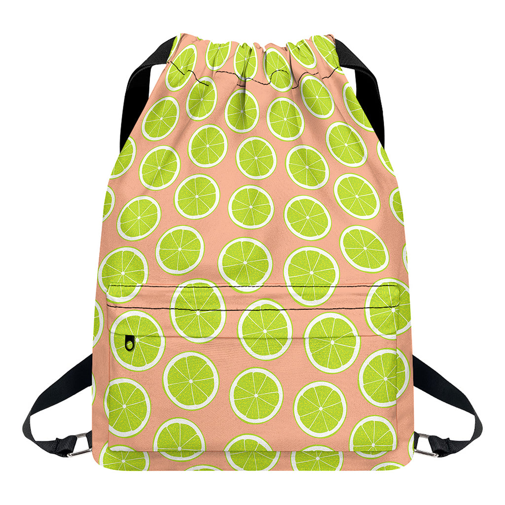 Cute Lime Pattern Print Drawstring Backpack