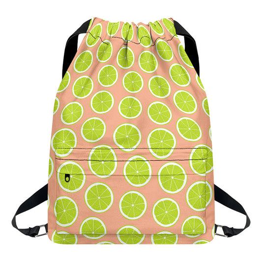 Cute Lime Pattern Print Drawstring Backpack
