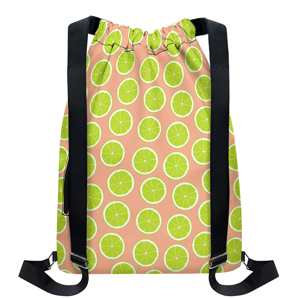Cute Lime Pattern Print Drawstring Backpack