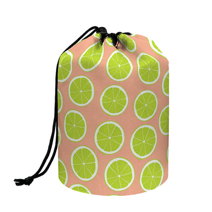 Cute Lime Pattern Print Drawstring Makeup Bag