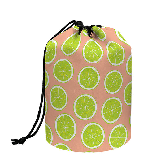 Cute Lime Pattern Print Drawstring Makeup Bag