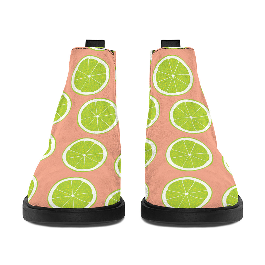 Cute Lime Pattern Print Flat Ankle Boots