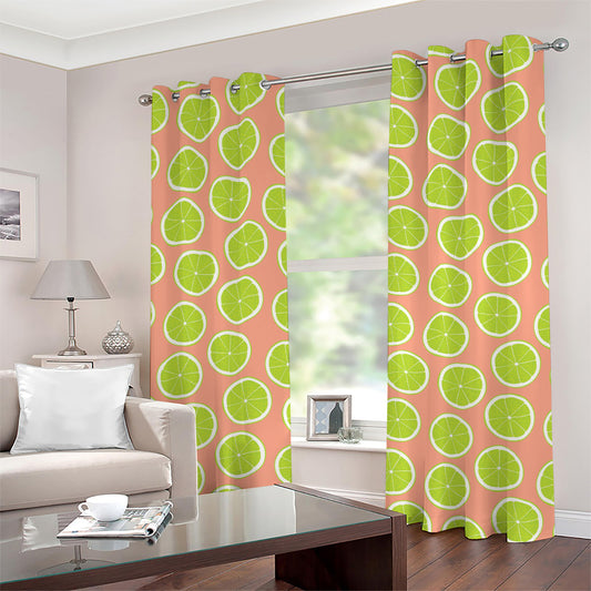 Cute Lime Pattern Print Grommet Curtains