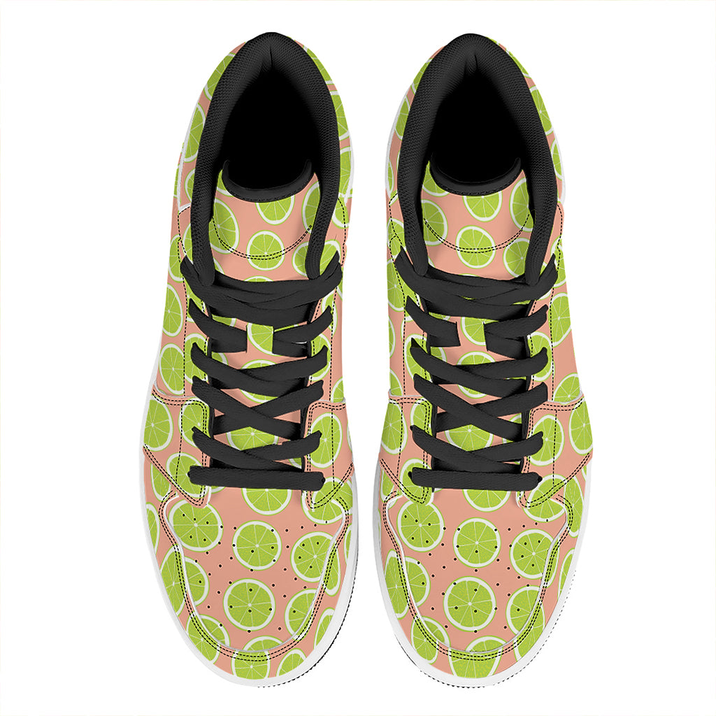 Cute Lime Pattern Print High Top Leather Sneakers