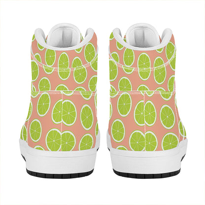 Cute Lime Pattern Print High Top Leather Sneakers