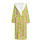 Cute Lime Pattern Print Hooded Bathrobe