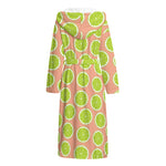 Cute Lime Pattern Print Hooded Bathrobe