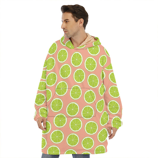 Cute Lime Pattern Print Hoodie Blanket