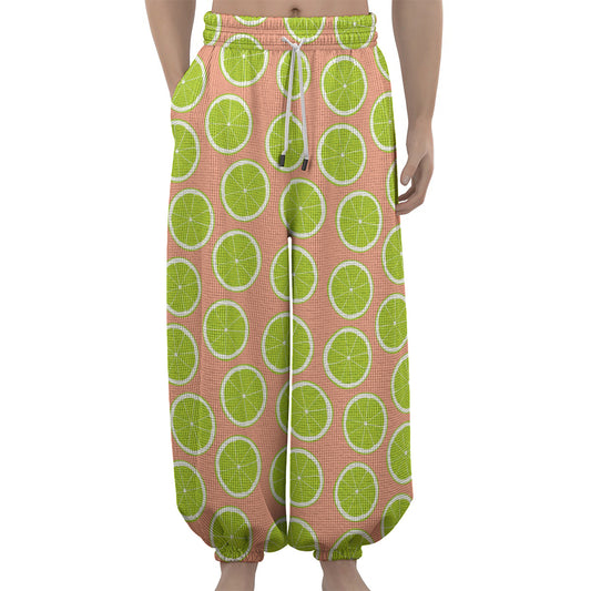 Cute Lime Pattern Print Lantern Pants