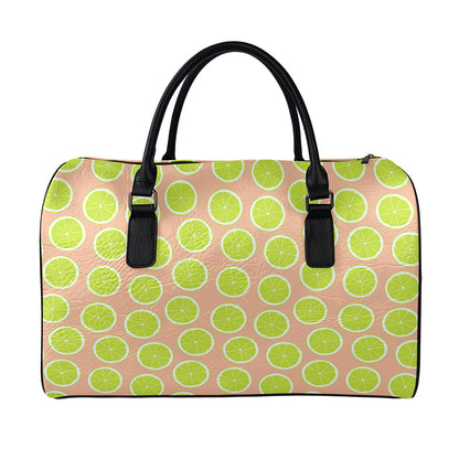 Cute Lime Pattern Print Leather Duffle Bag