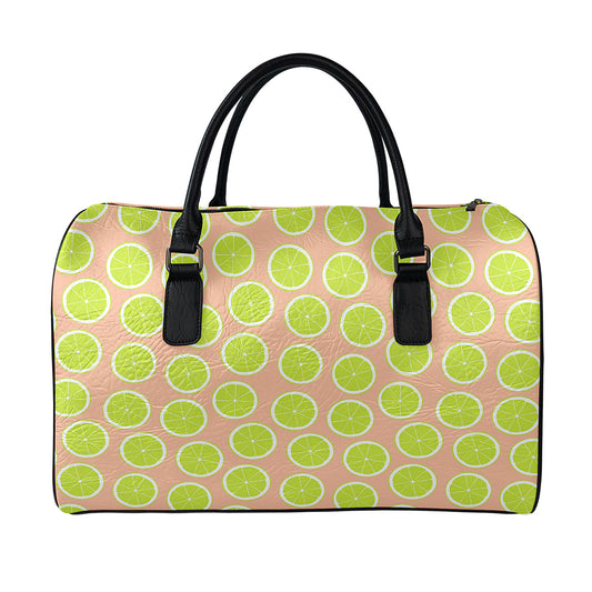 Cute Lime Pattern Print Leather Duffle Bag