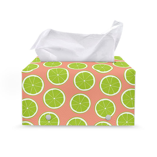 Cute Lime Pattern Print Leather Tissue Box Cover