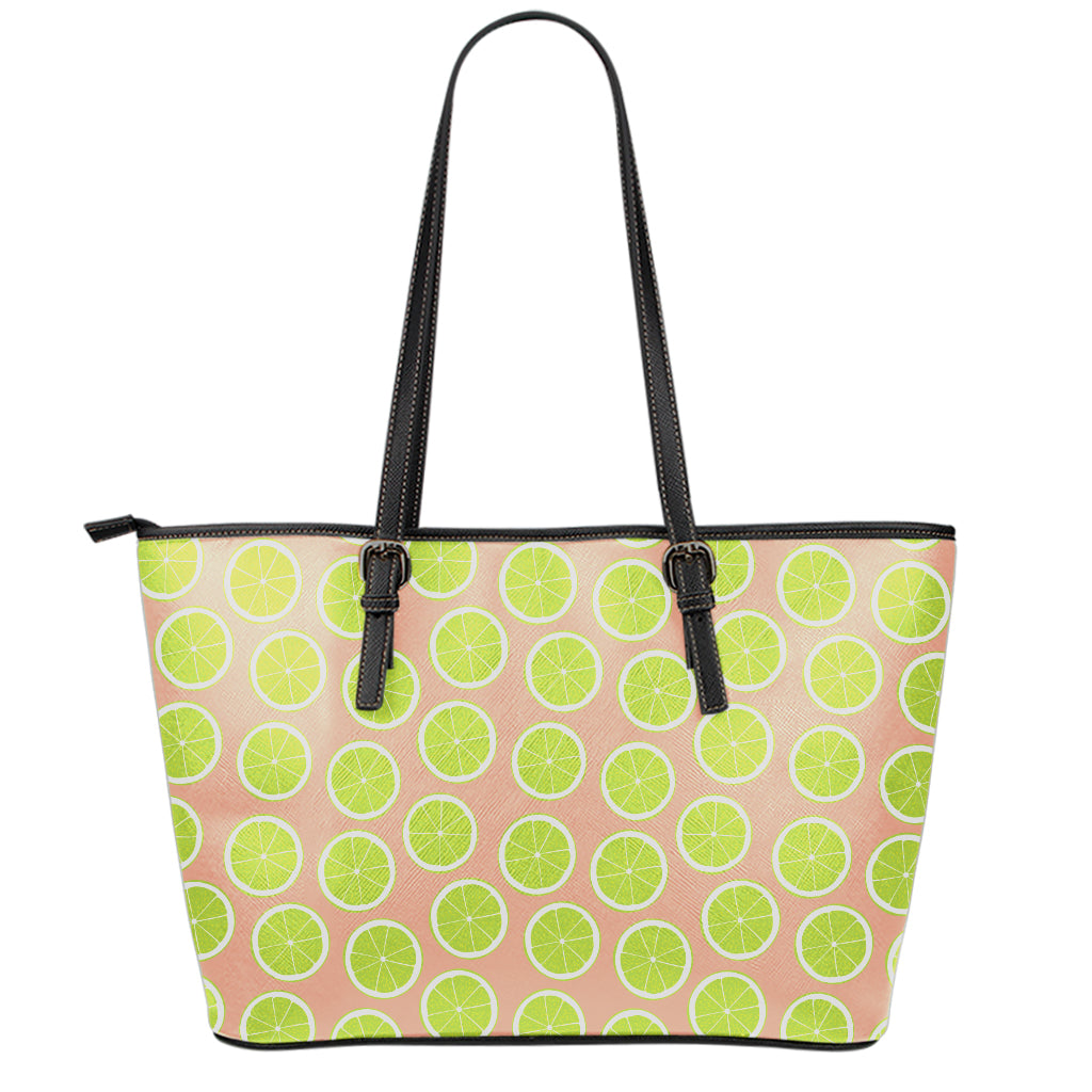Cute Lime Pattern Print Leather Tote Bag