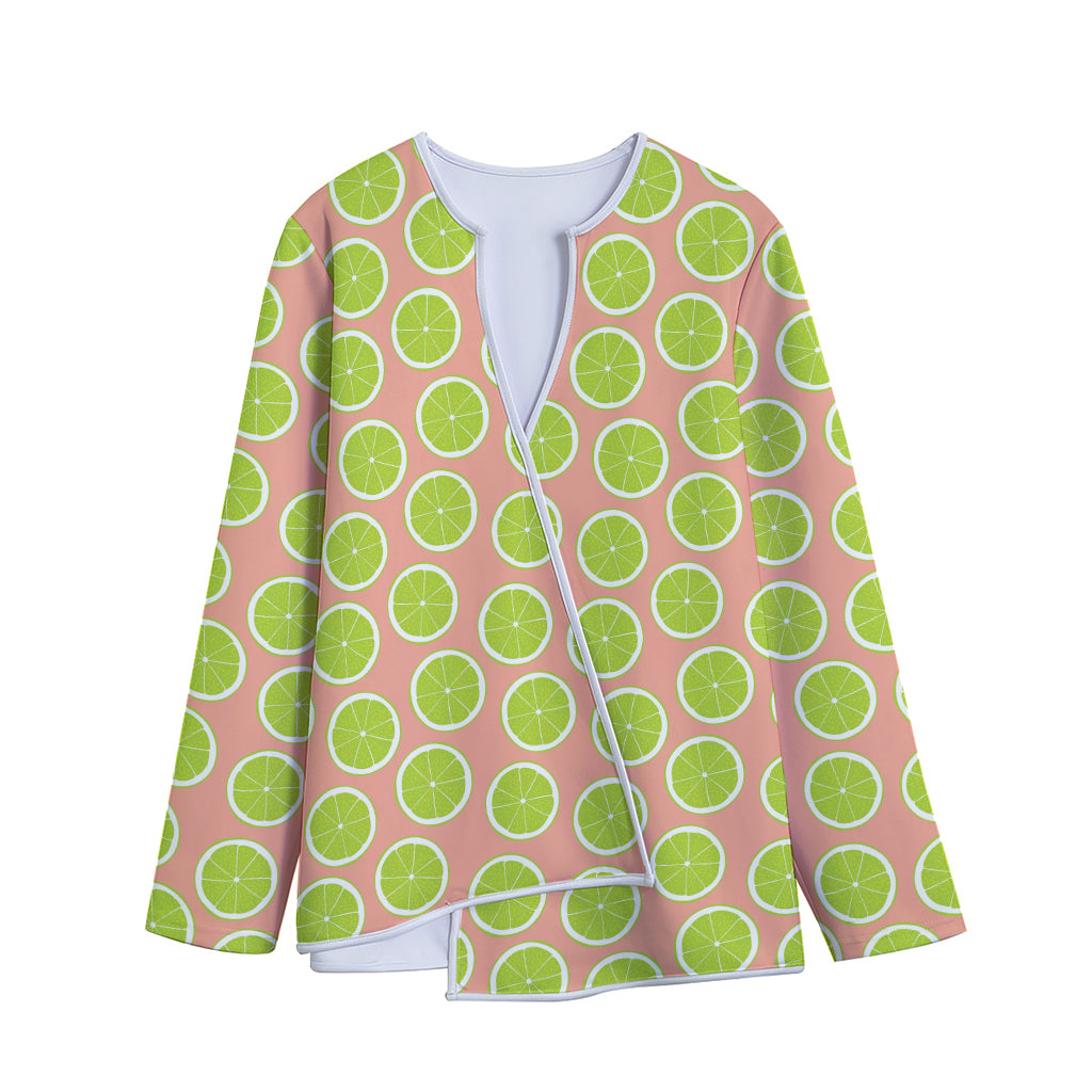 Cute Lime Pattern Print Long Sleeve Short Coat