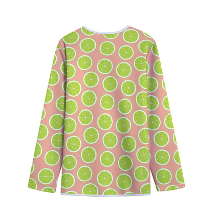 Cute Lime Pattern Print Long Sleeve Short Coat
