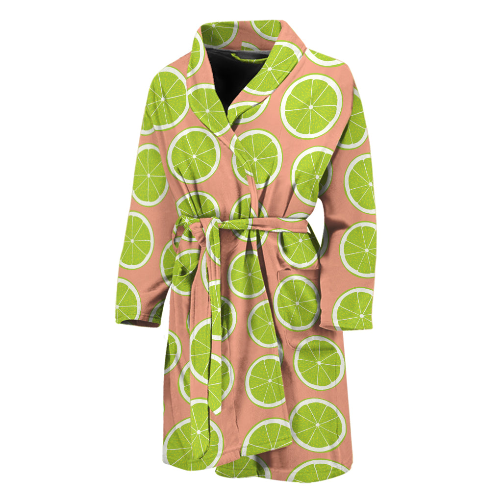 Cute Lime Pattern Print Men's Bathrobe