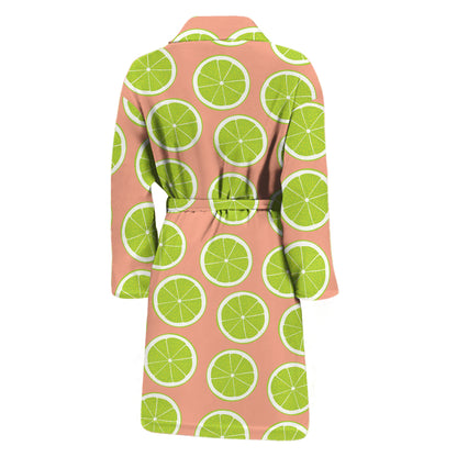 Cute Lime Pattern Print Men's Bathrobe