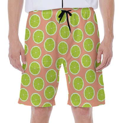 Cute Lime Pattern Print Men's Beach Shorts