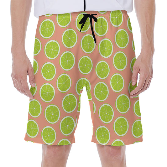 Cute Lime Pattern Print Men's Beach Shorts