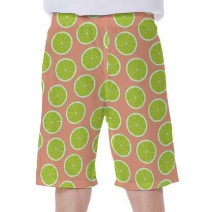 Cute Lime Pattern Print Men's Beach Shorts