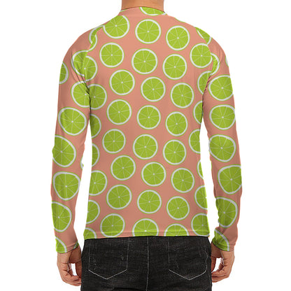 Cute Lime Pattern Print Men's Long Sleeve Rash Guard