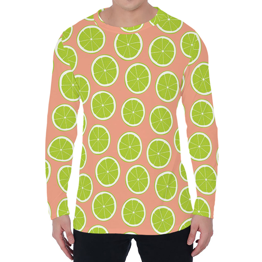 Cute Lime Pattern Print Men's Long Sleeve T-Shirt