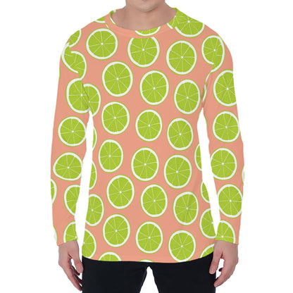Cute Lime Pattern Print Men's Long Sleeve T-Shirt