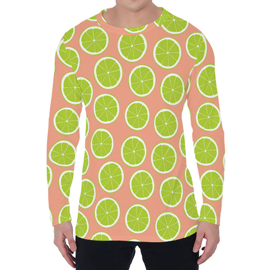 Cute Lime Pattern Print Men's Long Sleeve T-Shirt
