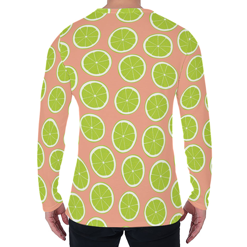 Cute Lime Pattern Print Men's Long Sleeve T-Shirt