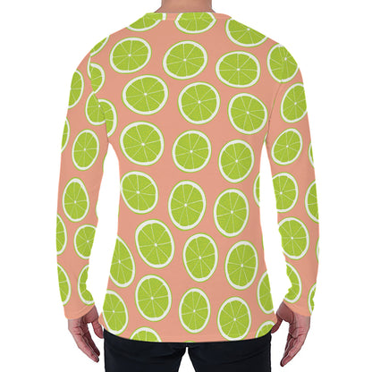 Cute Lime Pattern Print Men's Long Sleeve T-Shirt