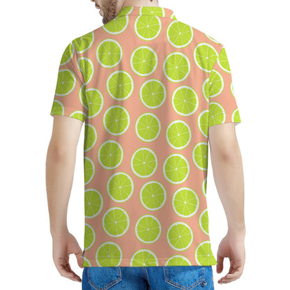 Cute Lime Pattern Print Men's Polo Shirt