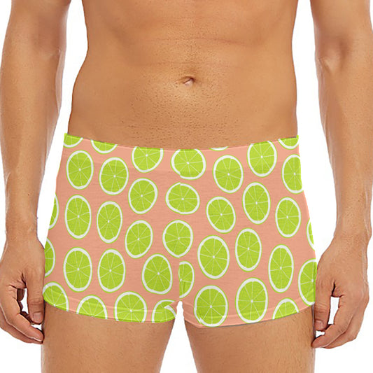Cute Lime Pattern Print Men's Short Boxer Briefs