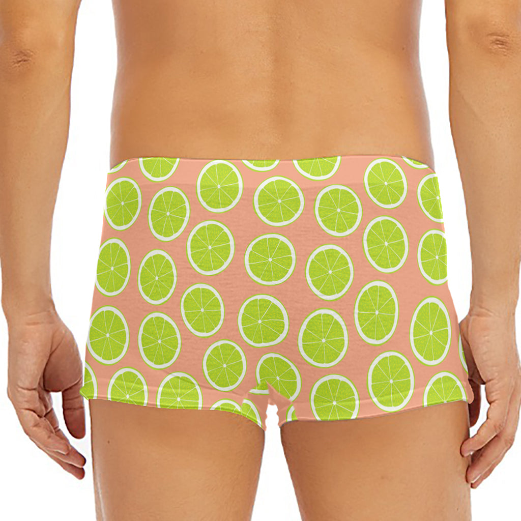 Cute Lime Pattern Print Men's Short Boxer Briefs