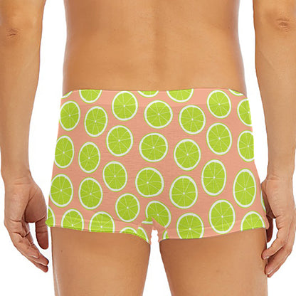 Cute Lime Pattern Print Men's Short Boxer Briefs