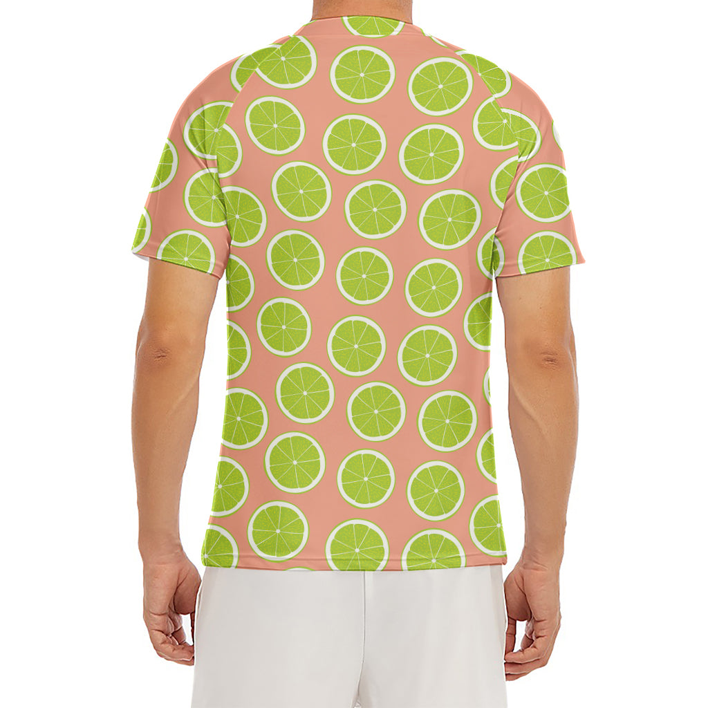 Cute Lime Pattern Print Men's Short Sleeve Rash Guard