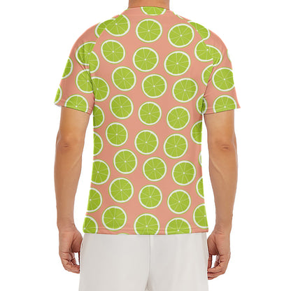 Cute Lime Pattern Print Men's Short Sleeve Rash Guard