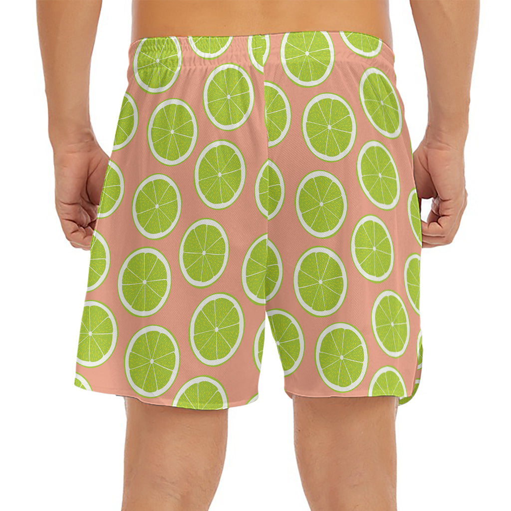 Cute Lime Pattern Print Men's Split Running Shorts