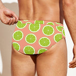 Cute Lime Pattern Print Men's Swim Briefs