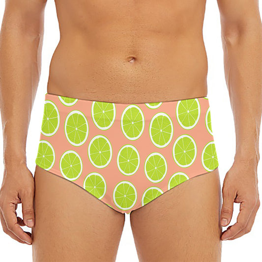Cute Lime Pattern Print Men's Triangle Swim Briefs