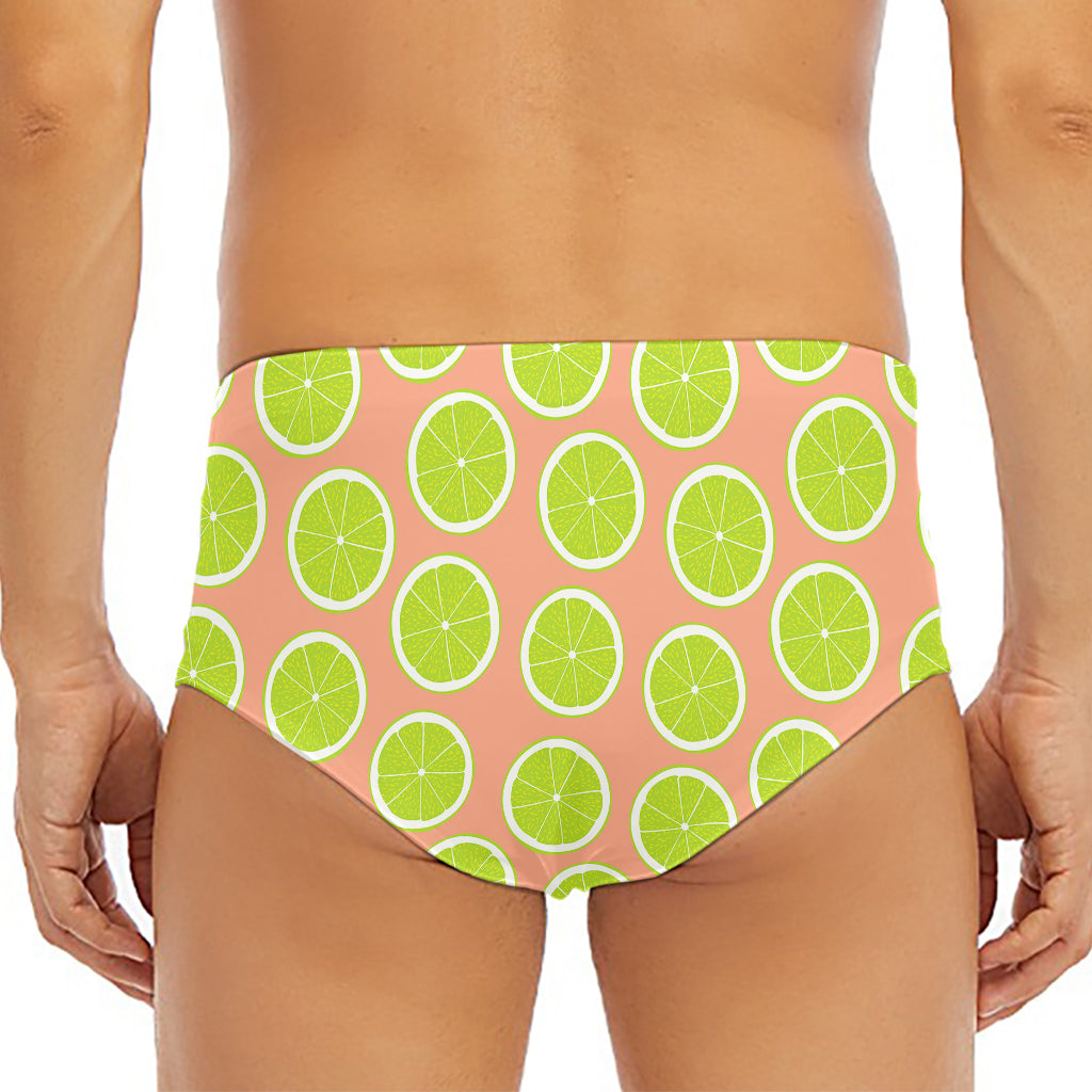 Cute Lime Pattern Print Men's Triangle Swim Briefs
